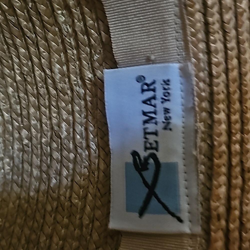 NWOT, Betmar New York Designer Straw Hat w/Front Flower Decor, Tan - Picture 12 of 12